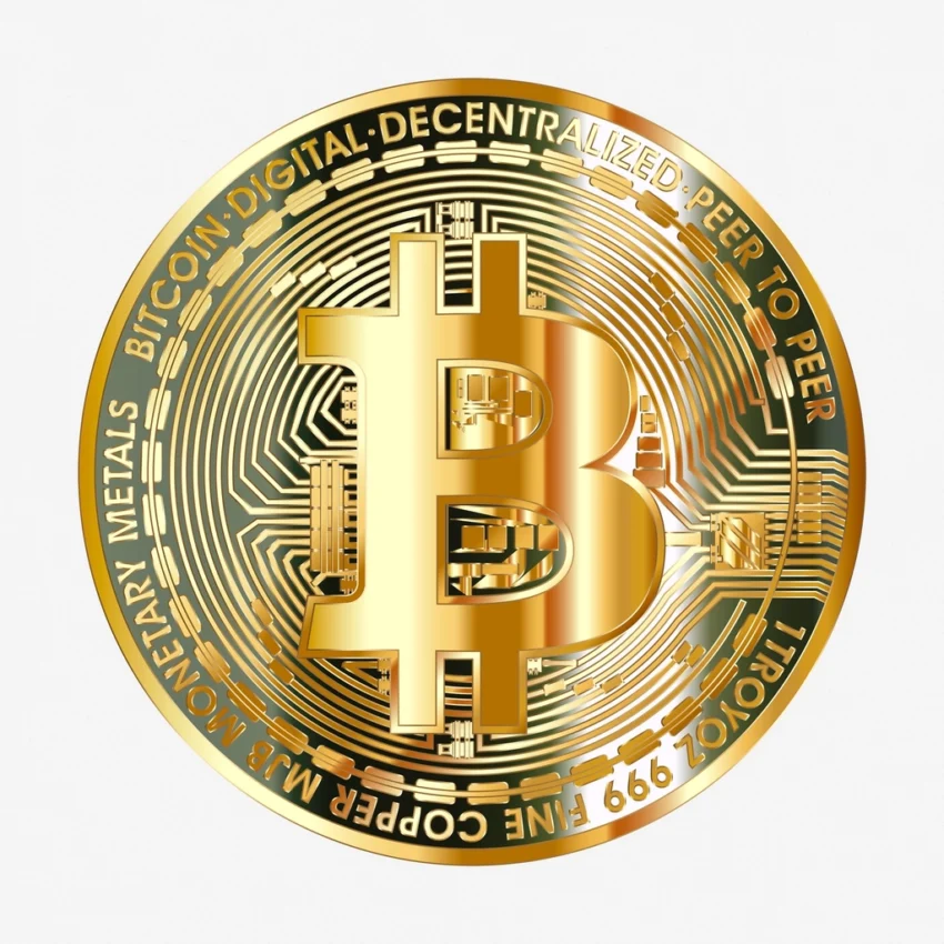 Bitcoin cryptocurrency coin white background